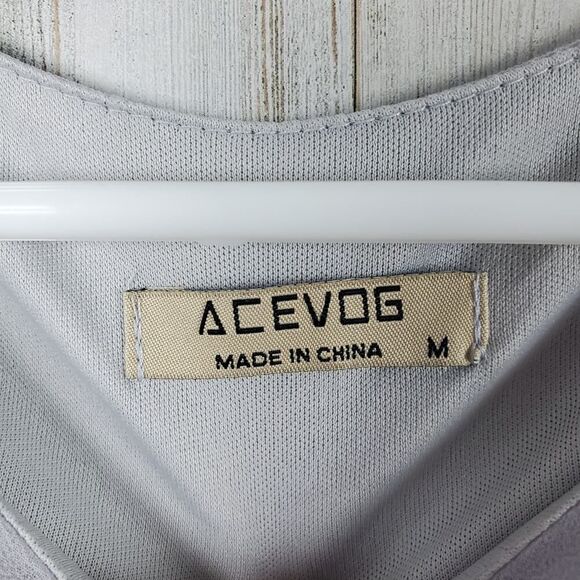 ACEVOG Scoop Neck Blouse Top Light Gray Size Medium - Picture 3 of 10